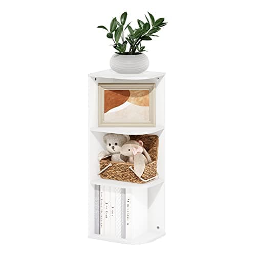 Furinno Pasir 3-Tier Corner Open Shelf, White