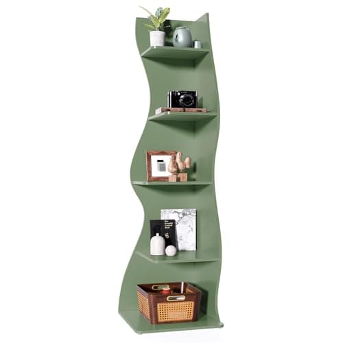 Little Tree Modern 5-Tier Wall Corner Bookshelf for Small Spaces