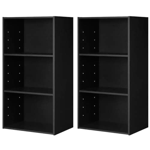 Giantex 3-Shelf Black Bookcase for Home Office and Bedroom