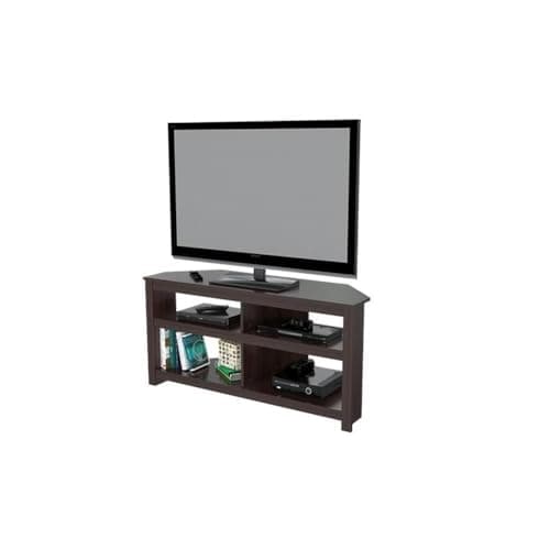 Inval MTV-16919 Wood TV Stand 60" Flat Screen, 4 Open Shelves, Washed Oak
