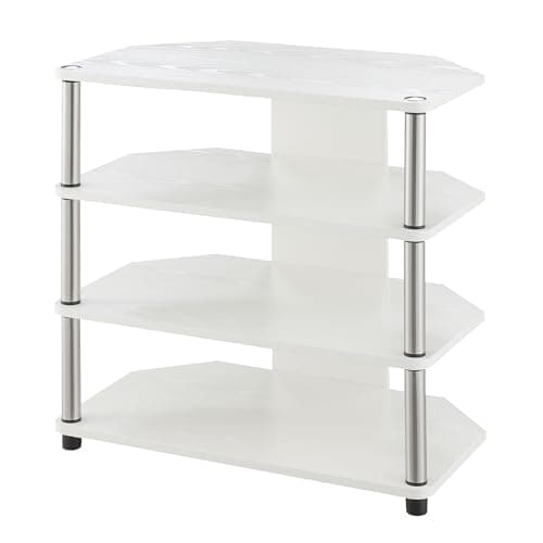 Designs2Go Corner TV Stand - 4-Tier 23.75" TV.CENTER, White
