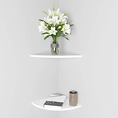 White 11 Inch Corner Wall Shelf Set for Kitchen, Living Room, Bathroom Decor