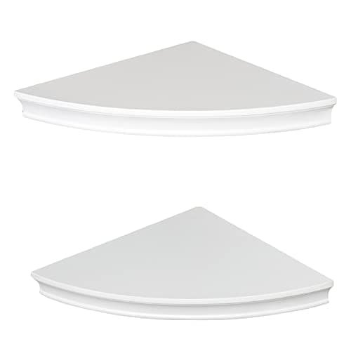 AHDECOR White Corner Shelves for Storage and Display in Living Room & Bedroom, Set of 2