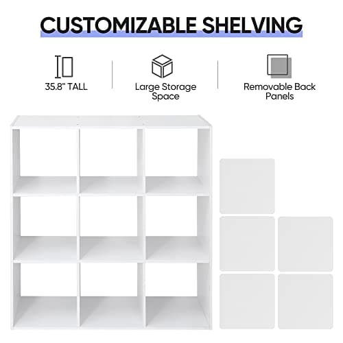 White Freestanding 3-Tier Open Wood Cube Storage Shelf with 5 Removable Panels