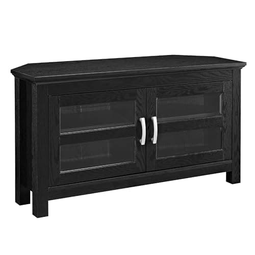 Walker Edison Black 44" 2 Door TV Stand 48" TV Corner Cabinet Living Room Storage