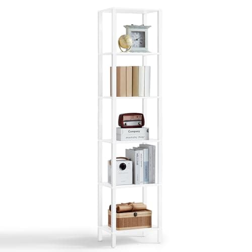 66in Tall Narrow Bookshelf with Storage, Farmhouse Style, Wood Display Shelf for Living Room, Natural Wood