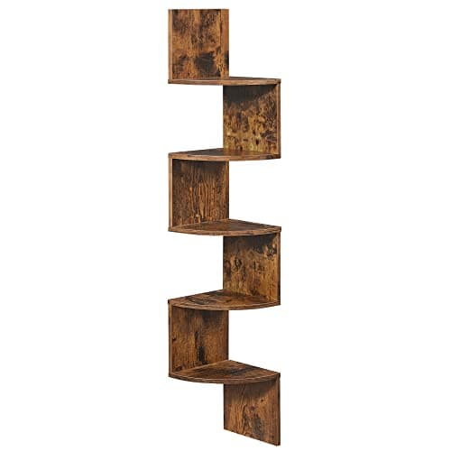 VASAGLE Cloud White 5-Tier Floating Corner Bookshelf for Home Office