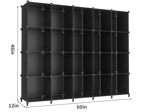 HOMIDEC Modular Cube Storage Organizer, Black, for Living Room, Bedroom, Office