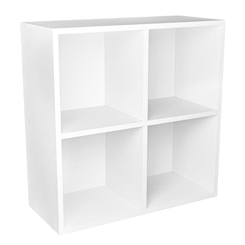 28" Subby 4-Cube Storage Organizer, White Bookcase for Home and Office