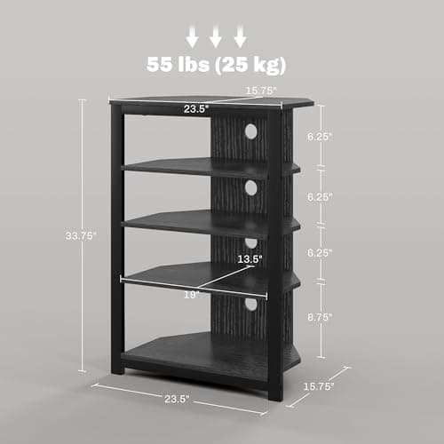 HOMCOM 4-Tier LED Media Stand with Cable Management for DVD Players, Game Consoles, and Streaming Devices - Black