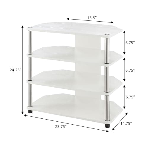 Designs2Go Corner TV Stand - 4-Tier 23.75" TV.CENTER, White