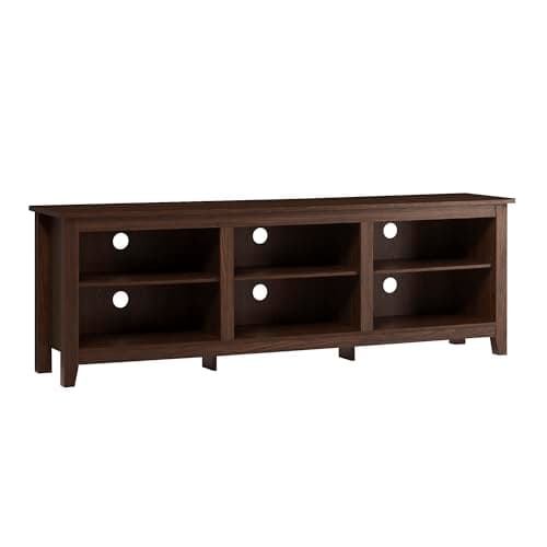 Walker Edison Wren Classic 6 Cubby TV Stand, 70 Inch, Black