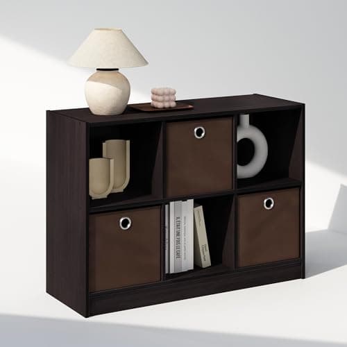 Furinno 6-Cube Multipurpose Storage Organizer Shelf, White/Black