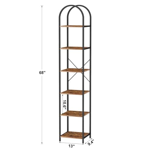 Homdy 6-Tier Narrow Bookshelf for Home Office, Living Room