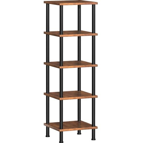 Industrial 5-Tier Square Shelf Stand Display Rack for Living Room, Home Office, Kitchen