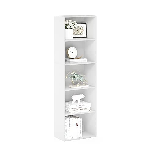 Furinno Luder 5-Tier White Bookcase & Storage