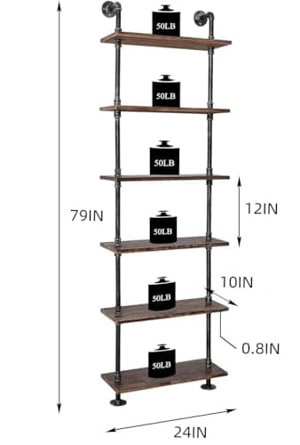 BOSURU Rustic Wood Ladder Shelf for Living Room Decor
