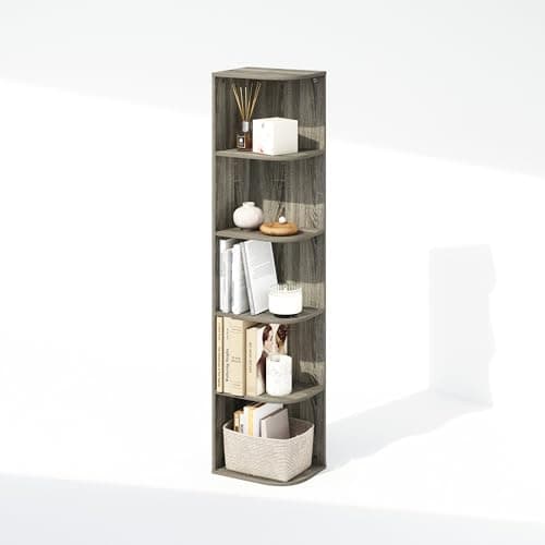 Furinno Reed French Oak 5-Tier Corner Storage Shelf