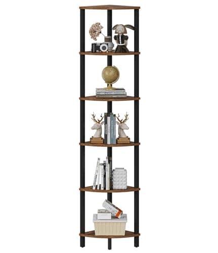 Industrial 5-Tier Corner Ladder Shelf, White, UJSJ001W