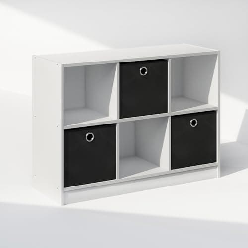 Furinno 6-Cube Multipurpose Storage Organizer Shelf, White/Black