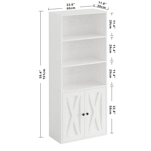 IRONCK Industrial Bookshelves with Doors, 11.8in Depth, 5 Shelf Storage, Home Office Decor