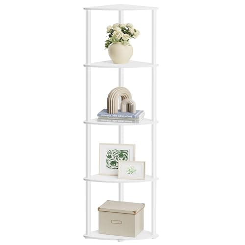 SONGMICS Home ULBC610W01 5-Tier Corner Shelf Stand, Snow White