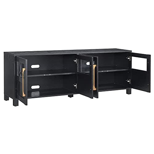 Henn&Hart Holbrook 68" Wide Black Grain TV Stand