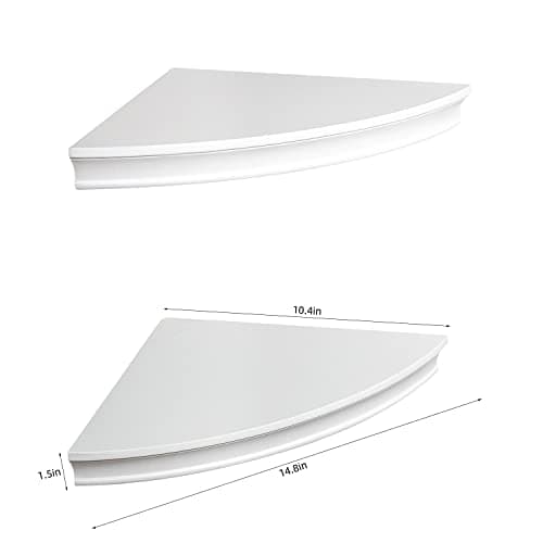 AHDECOR White Corner Shelves for Storage and Display in Living Room & Bedroom, Set of 2