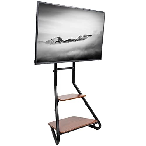 VIVO STAND-TV75BH Floor Stand for 37-75 inch TVs, Height Adjustable, Dark Walnut Shelves