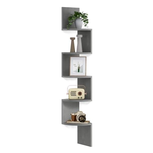 VASAGLE Cloud White 5-Tier Floating Corner Bookshelf for Home Office