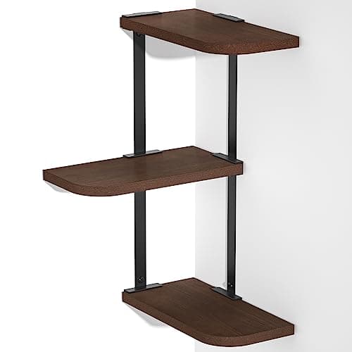 Love-KANKEI Carbonized Black 3-Tier Rustic Wood Wall Mount Shelf for Bedroom and More