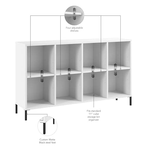 Bush Furniture Essence 8 Cube Organizer in White | Home Office and Beyond