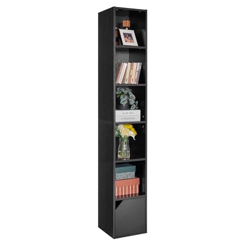 IBUYKE 6-Tier Tall Narrow Bookcase, Rustic Brown for Small Spaces