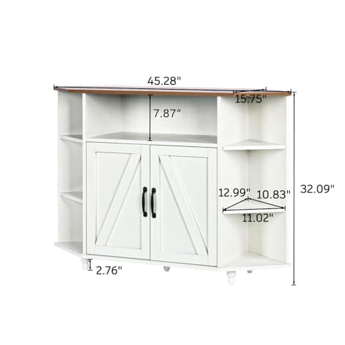 55 Inch Farmhouse Corner TV Stand with LED Lights and Barn Doors