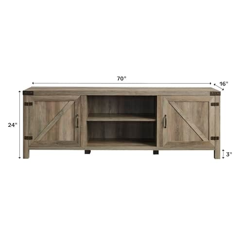 Walker Edison Georgetown Grey Wash 70" Farmhouse Double Barn Door TV Stand for Up to 80" TVs