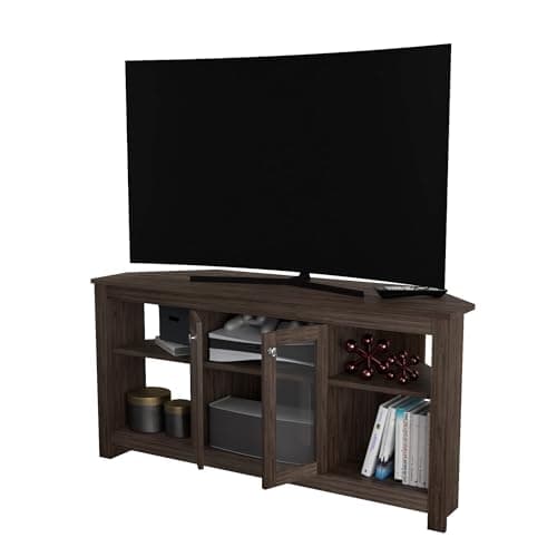 Inval Adjustable Smoke Oak Corner TV Stand for Up to 60" Screens
