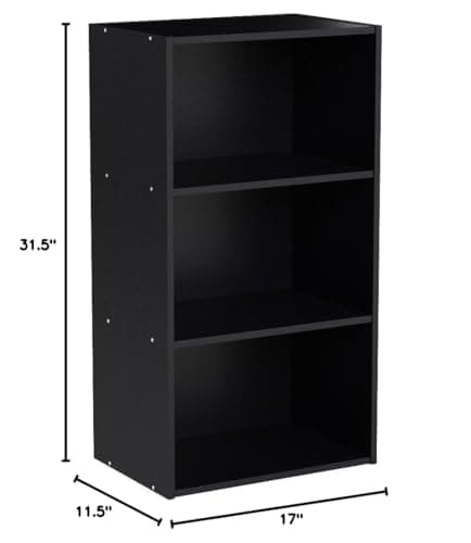 Giantex 3-Shelf Black Bookcase for Home Office and Bedroom