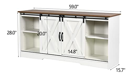 4 Ever Winner White TV Stand for 65" TV with Storage and Shelves