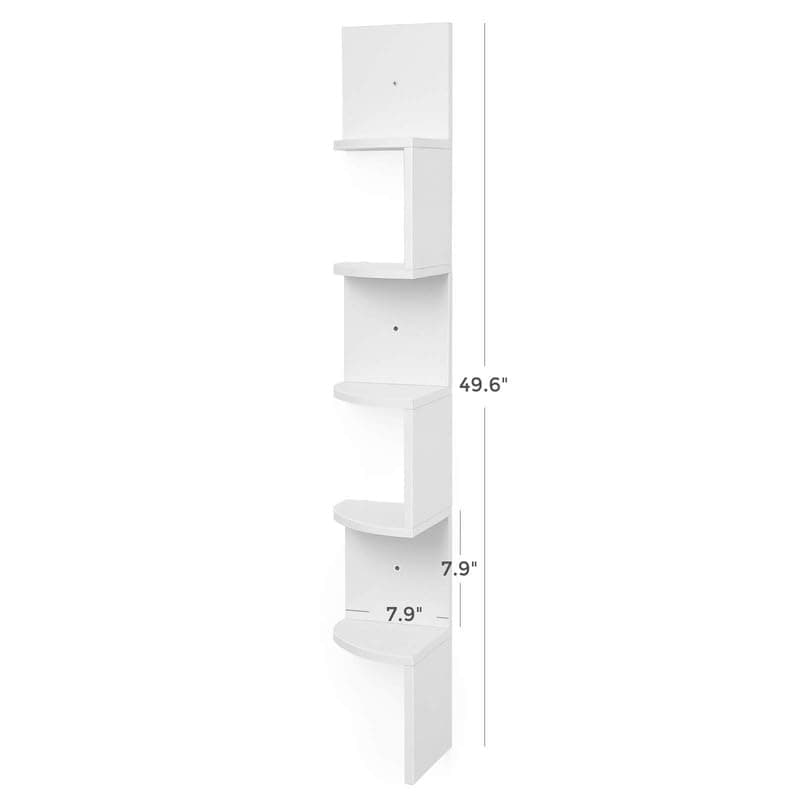 VASAGLE Cloud White 5-Tier Floating Corner Bookshelf for Home Office