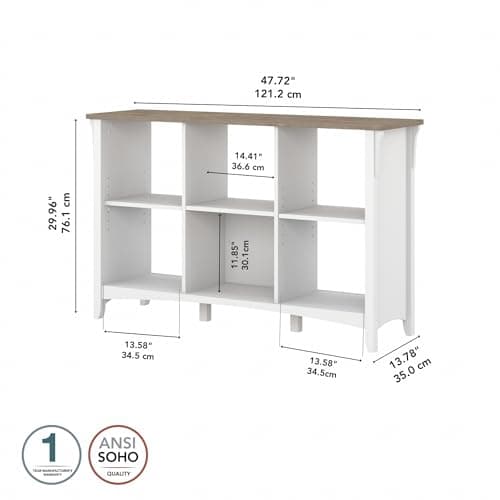 Bush Furniture Salinas 6 Cube Organizer - Pure White & Shiplap Gray