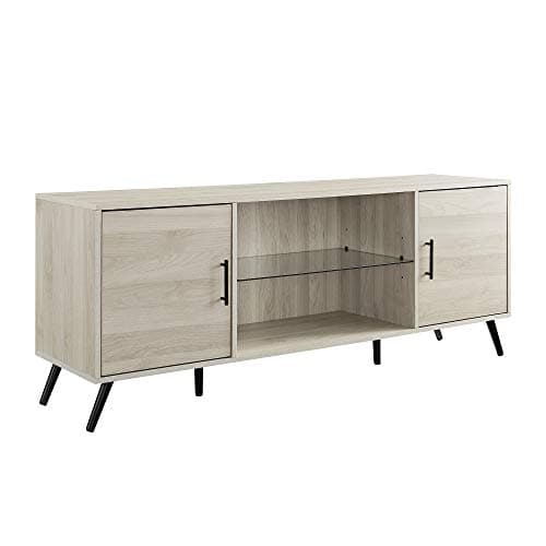 Walker Edison Saxon Mid Century Modern Walnut TV Stand, 65" TVs