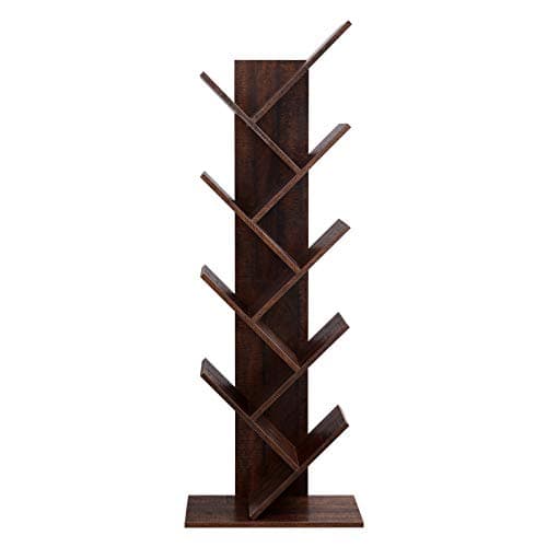 VASAGLE 9-Tier Rustic Brown Book Tree, Large Corner Bookshelf