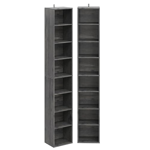 IRONCK Tall Narrow 8-Tier Bookshelf, Compact Corner Design, Ideal for Living Room, Office, Study, Bedroom
