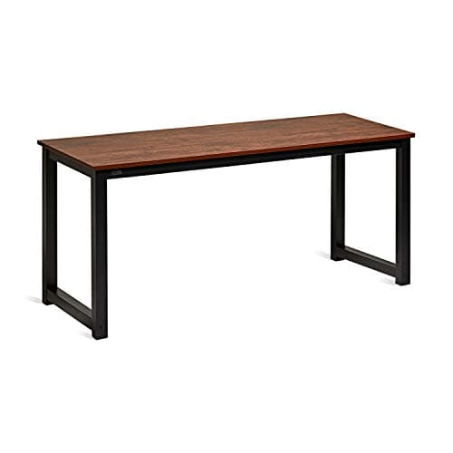 Decoholic 63-Inch Industrial Modern Home Office Desk with Storage Bag and Hook - Black and Sandalwood