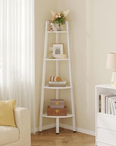 Hoctieon 5-Tier Rustic Metal Corner Shelf for Living Room, Kitchen & Home Office