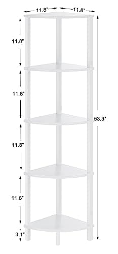 Industrial 5-Tier Corner Ladder Shelf, White, UJSJ001W