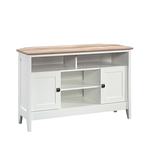 Sauder August Hill Corner TV Stand, Soft White Finish, for 50" TVs