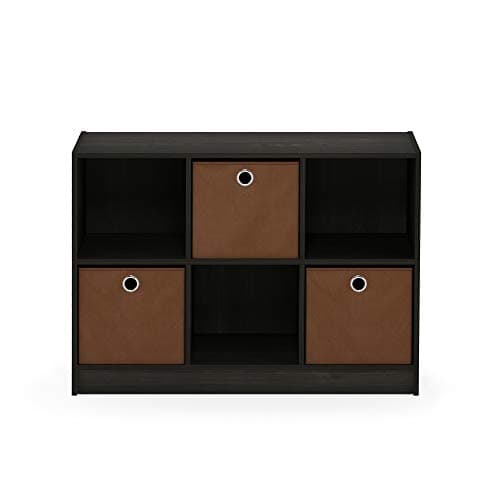 Furinno Espresso 3x2 Cube Storage Bookcase with Bins
