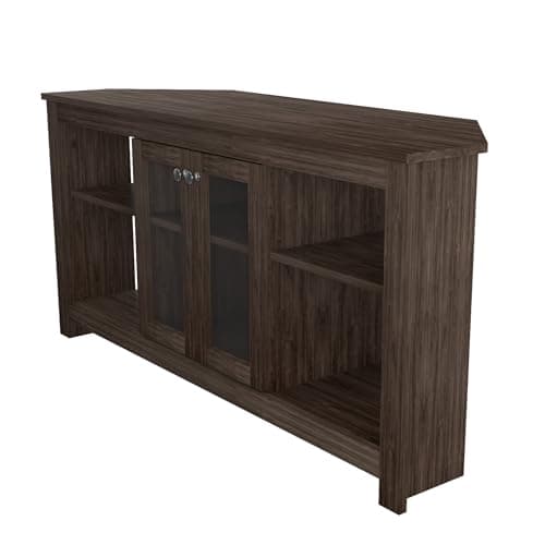Inval Adjustable Smoke Oak Corner TV Stand for Up to 60" Screens