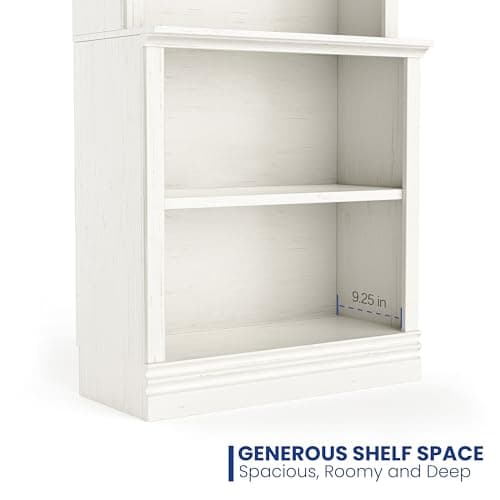 Tall Cream White 31.3 in Wide 5 Tier Floor Standing Bookcase